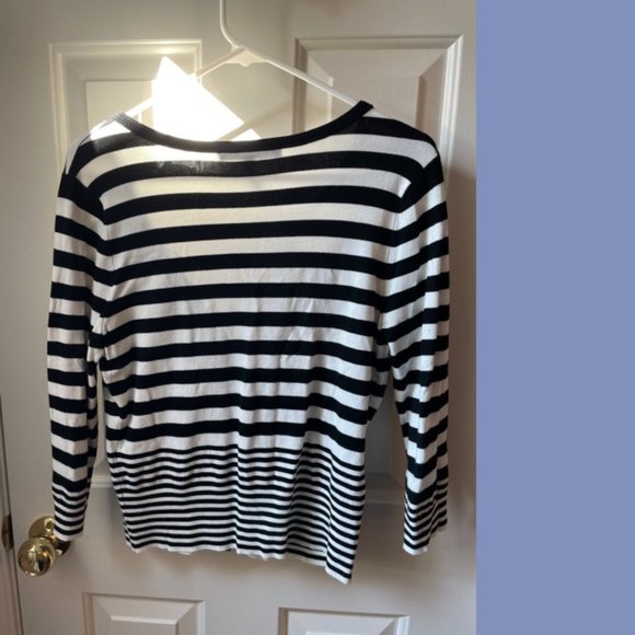 WHBM Black and Cream Stripe Cardigan - Picture 2 of 11